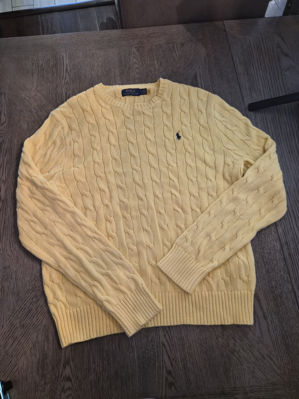 Ralph Lauren Yellow Cable-Knit Crewneck Sweater